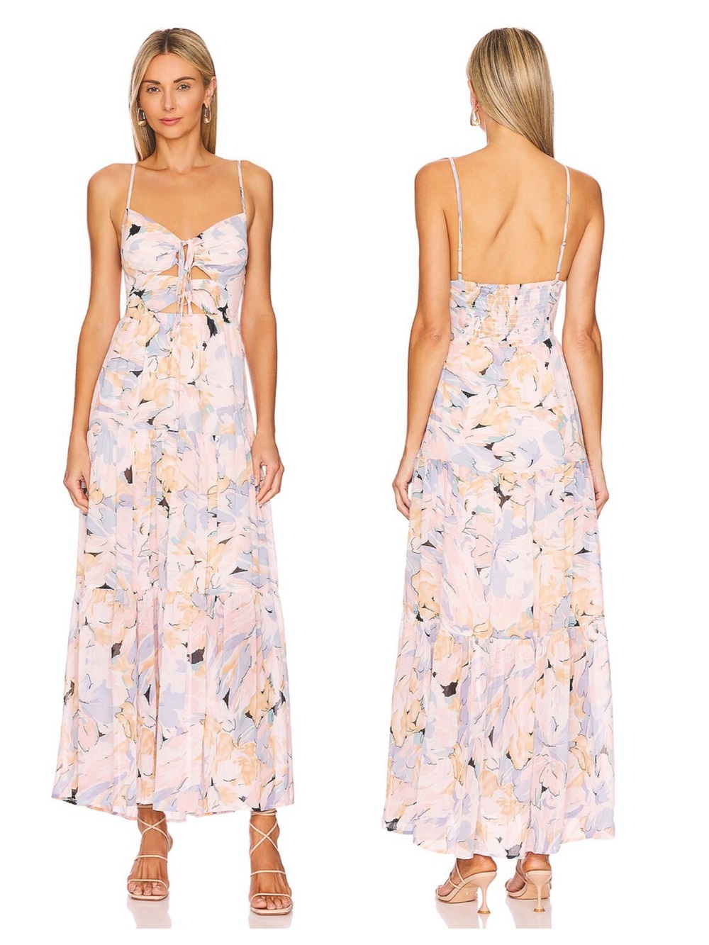 ASTR The Label Brandy Dress Blue / Peach Multi Small
